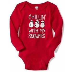 OLD NAVY Christmas red graphic slogan bodysuits